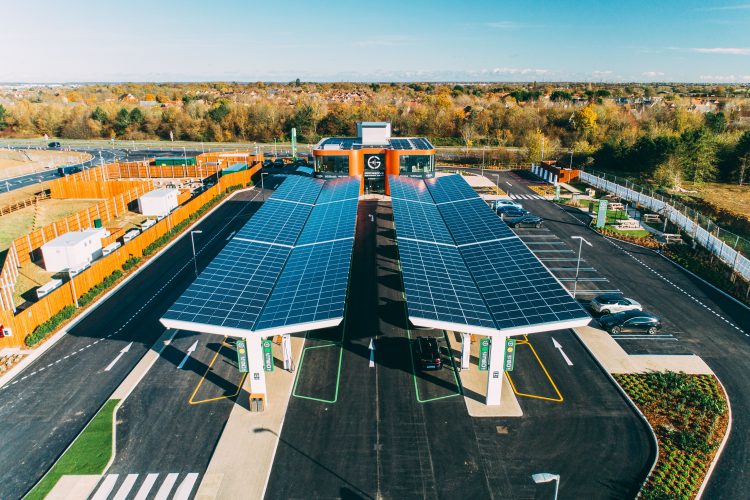 Gridserve's Electric Forecourts promise a plentiful supply of chargers and adjacent amenities.